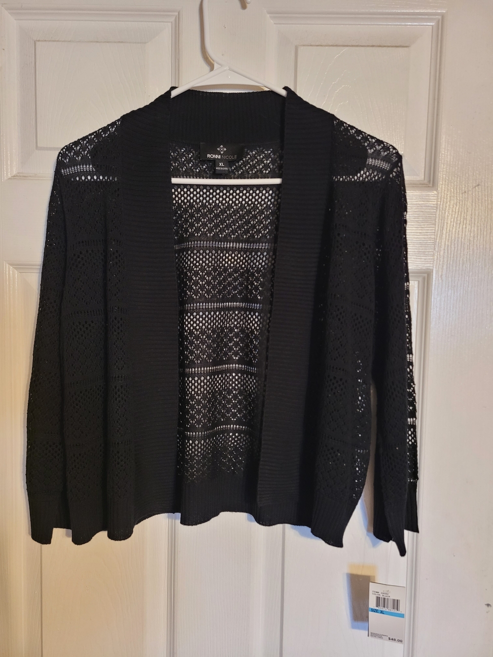 Ronni Nicole Open Knit Black Women's Cardigan Sweater